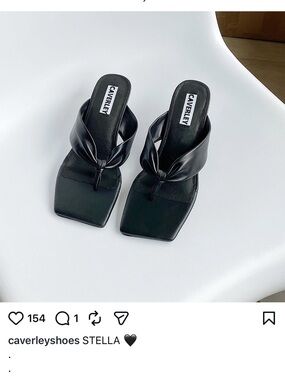 Caverley Stella Black Square-Toe Thong Mules eu size 39